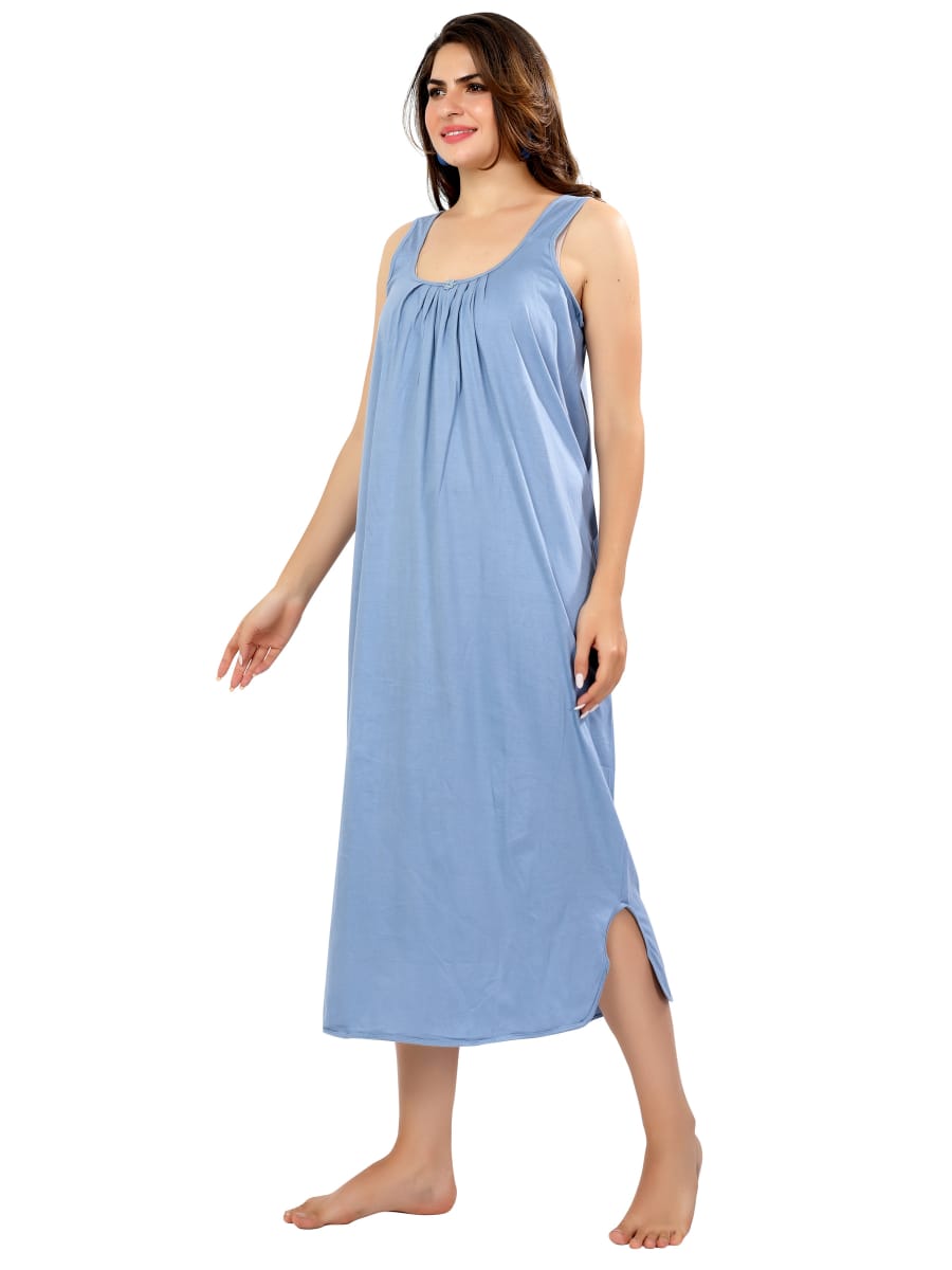 Sky Serenity Sleeveless Cotton Nighty