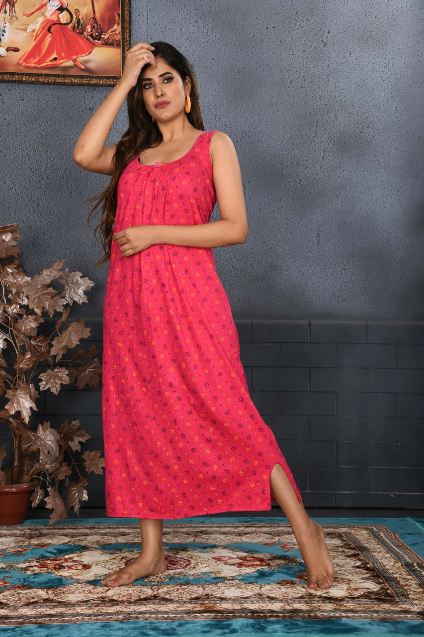 Floral Fuchsia Sleeveless Lounge Dress