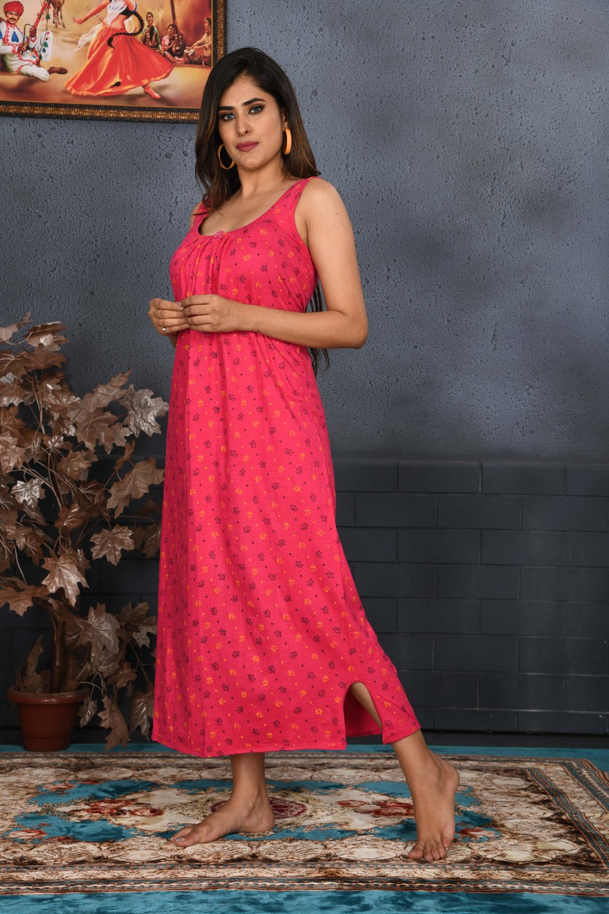 Floral Fuchsia Sleeveless Lounge Dress