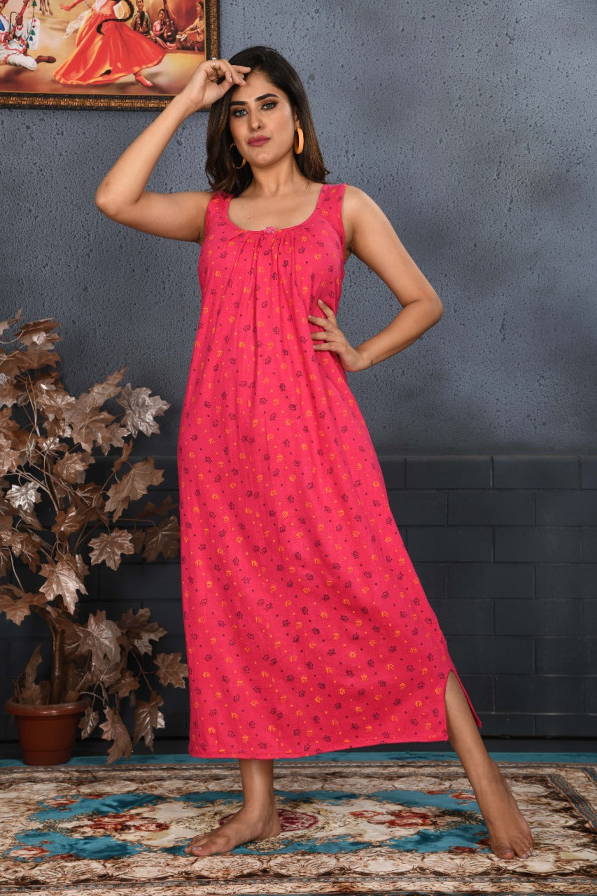 Floral Fuchsia Sleeveless Lounge Dress