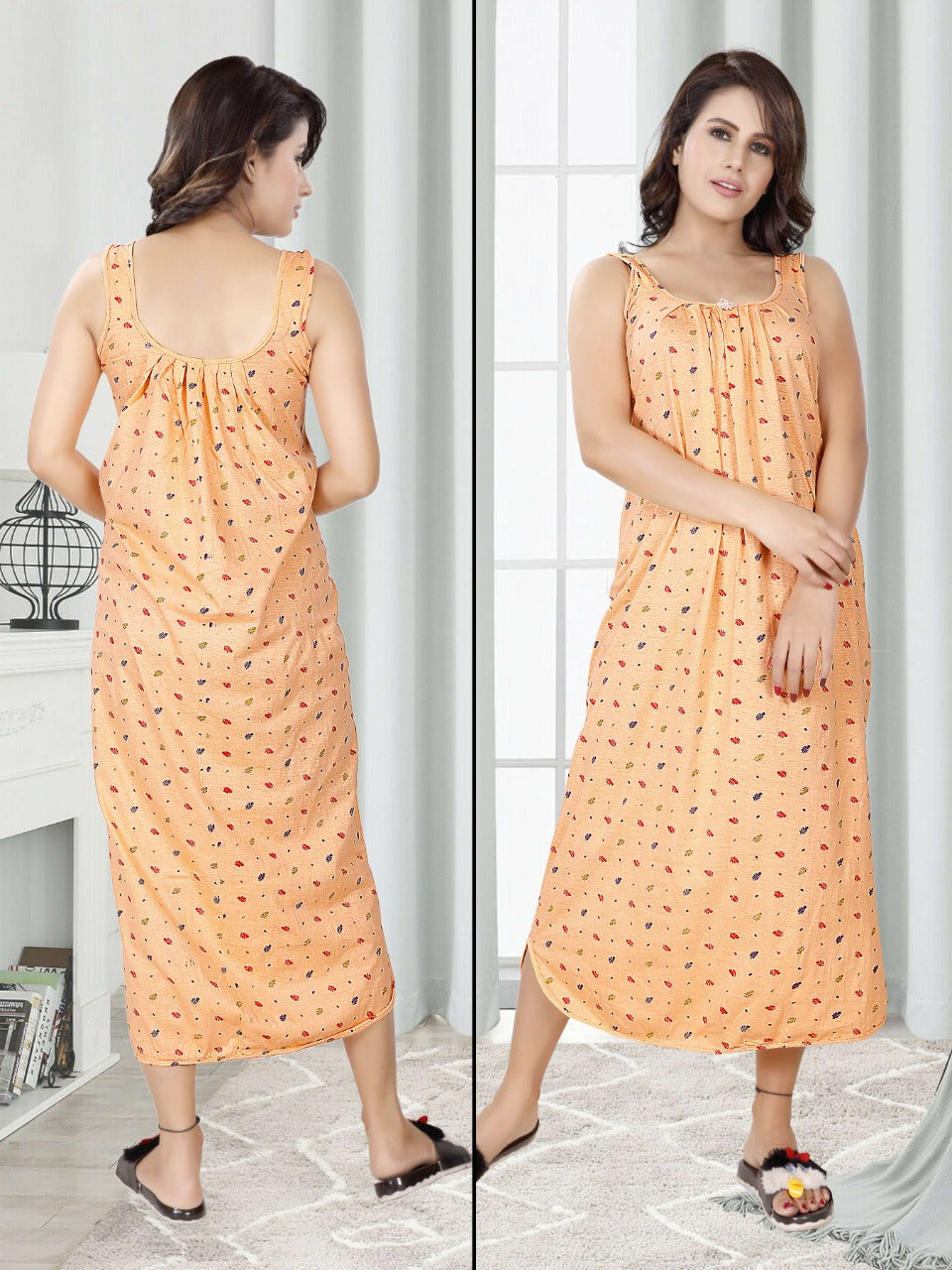 Peach Blossom Printed Lounge Dress