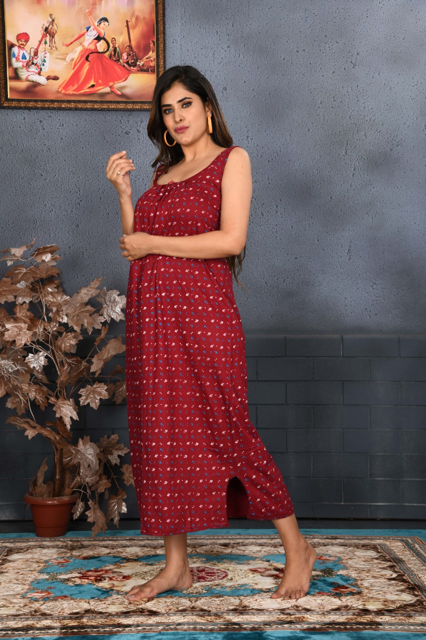Crimson Bloom Sleeveless Lounge Dress