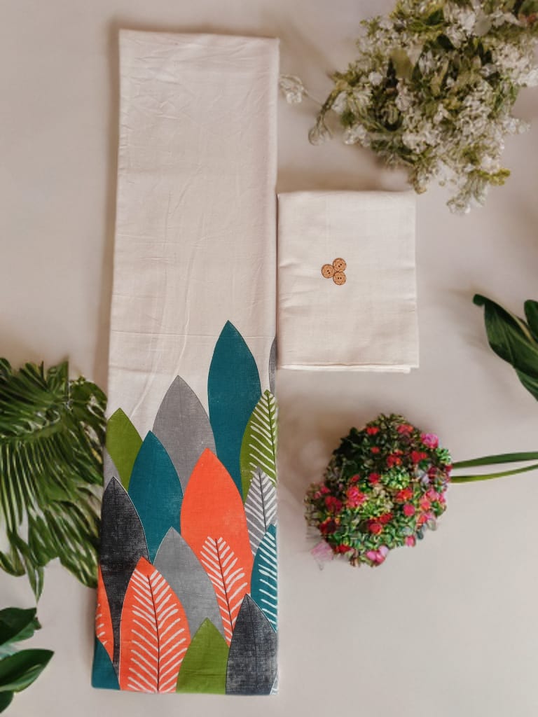 Autumn Bloom Cotton unstitched Suit