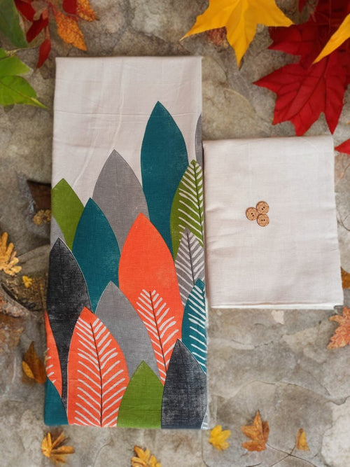 Autumn Bloom Cotton unstitched Suit