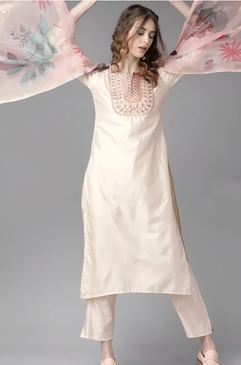 Blush Elegance Embroidered Kurta Set