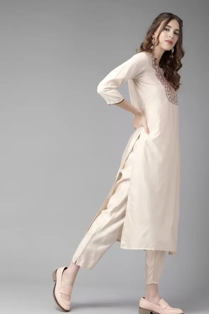 Blush Elegance Embroidered Kurta Set