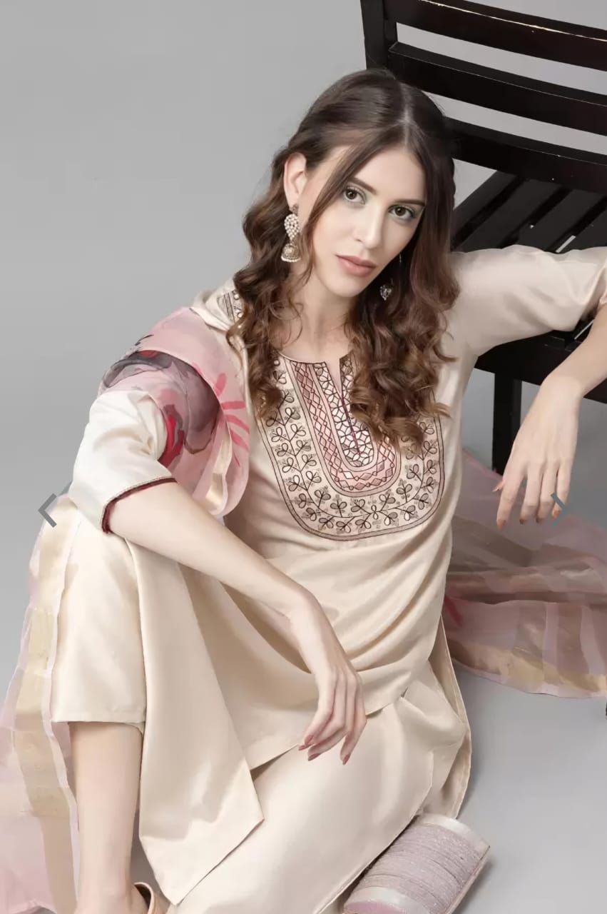 Blush Elegance Embroidered Kurta Set
