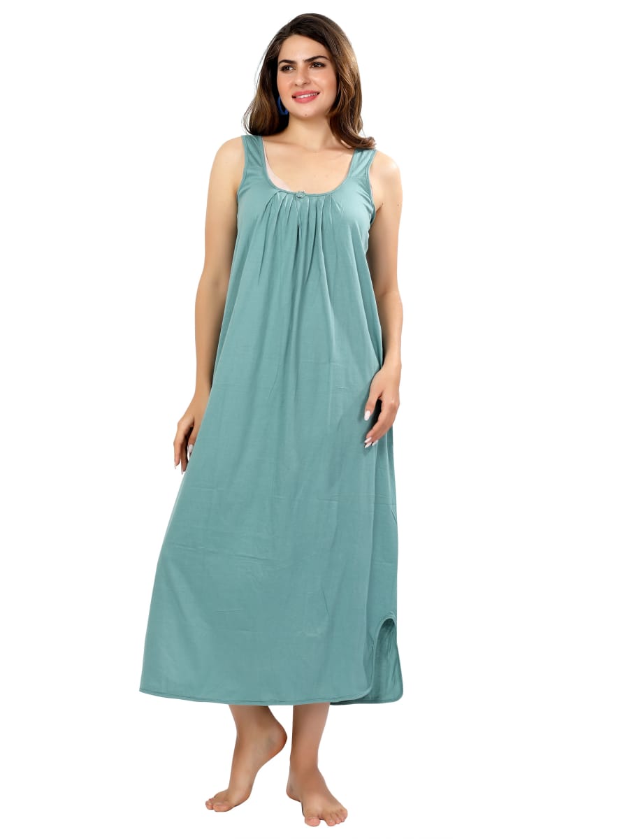 Mint Mist Sleeveless Cotton Nighty