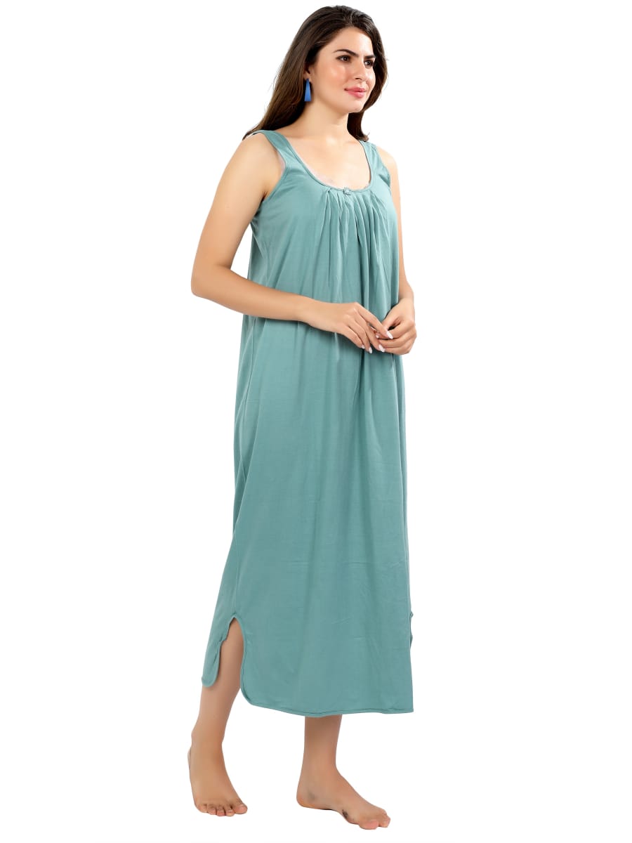 Mint Mist Sleeveless Cotton Nighty