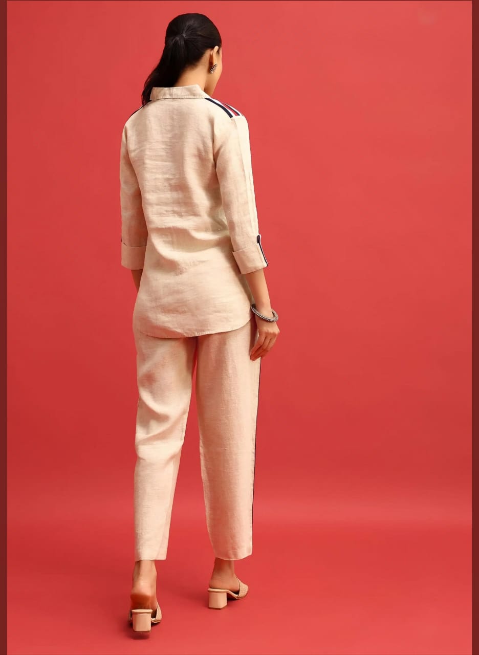Urban Edge Co-ord Set – Linen Blend with Stripe Detail