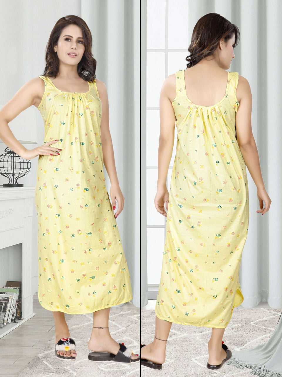 Sunshine Bloom Sleeveless Cotton Nighty