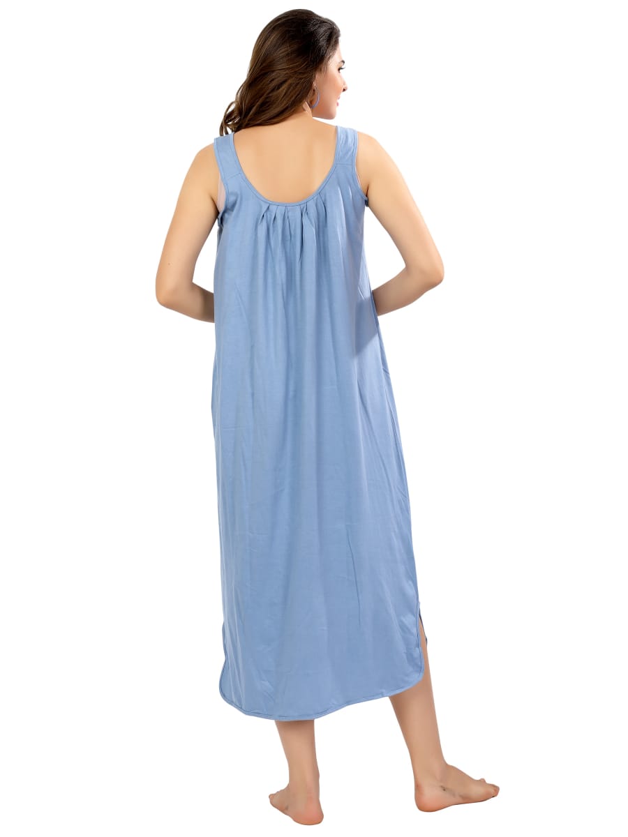 Sky Serenity Sleeveless Cotton Nighty