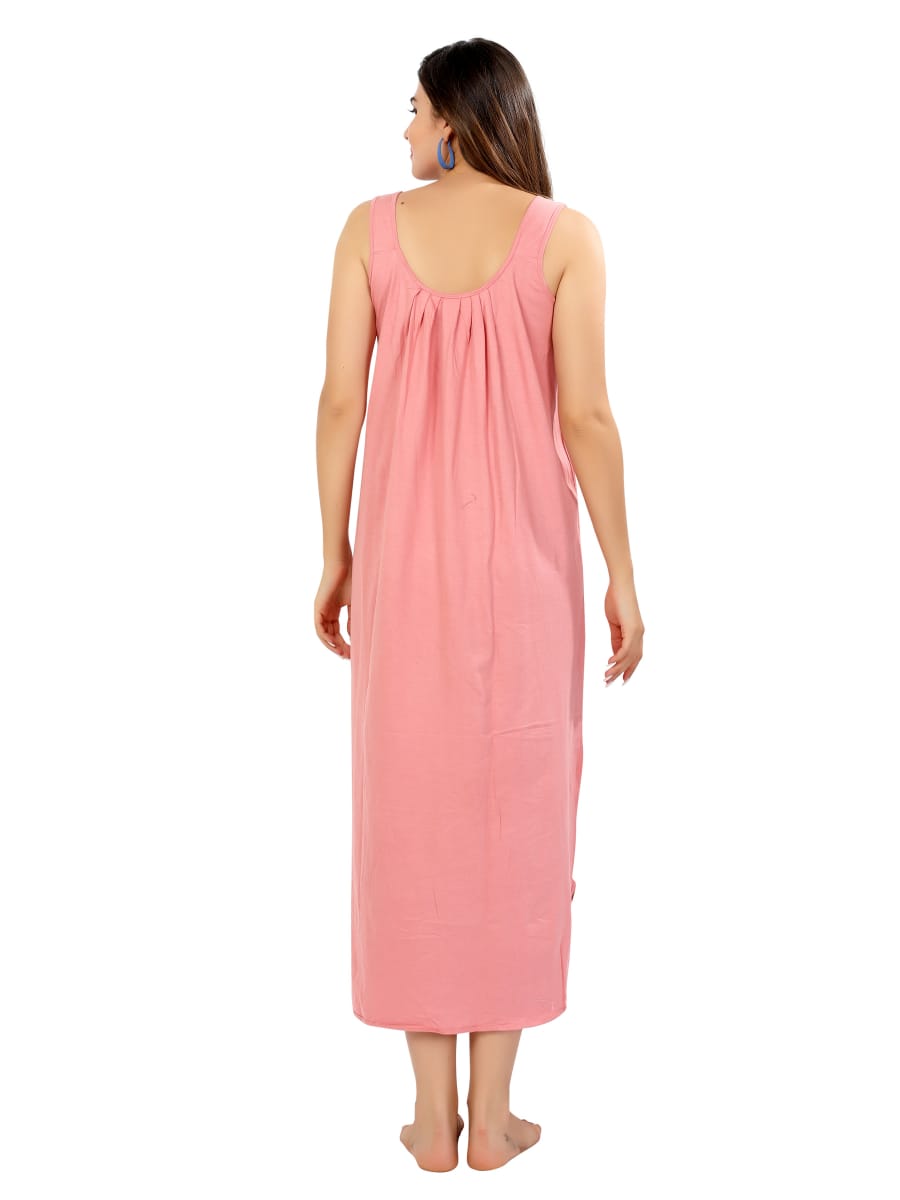 Coral Charm Sleeveless Cotton Nighty